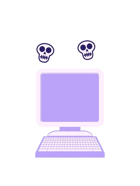 Spinning skulls animation of a Flat colour illustration of a computer Stock Footage 324491825