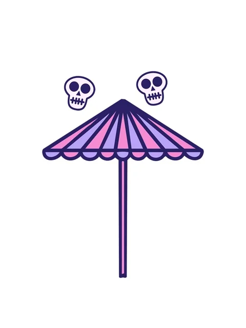 Spinning skulls animation of a folding beach parasol Stock Footage 324055418