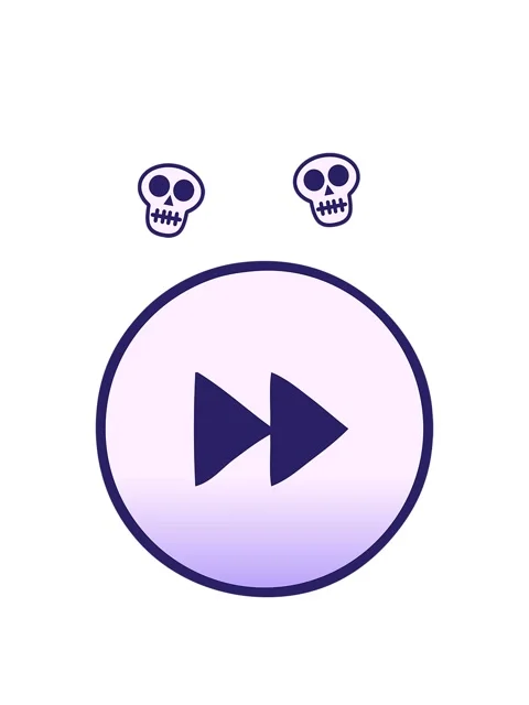 Spinning skulls animation of gradient shaded cartoon of a fast forward button Video stock 324315059