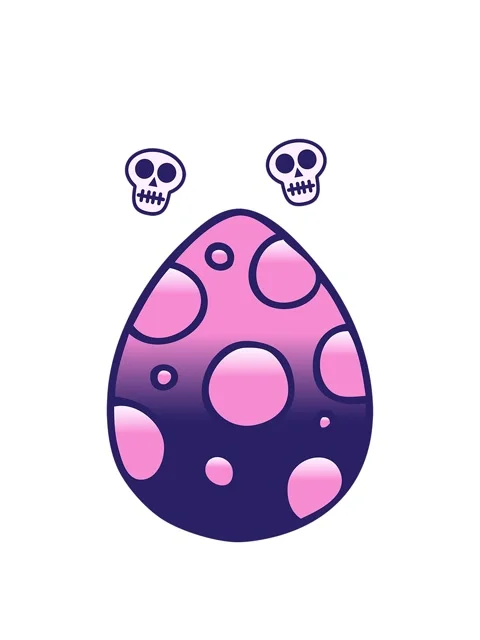 Spinning skulls animation of gradient shaded quirky cartoon easter egg Video stock 324422747