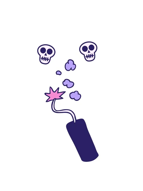 Spinning skulls animation of hand drawn cartoon doodle of a lit dynamite stic Vídeo Stock 324077157