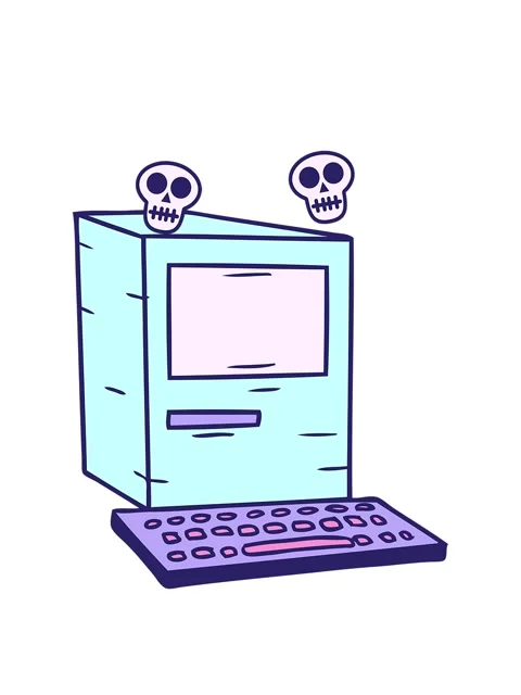 Spinning skulls animation of hand drawn cartoon doodle of a computer and ke.. Stock Footage 324220150