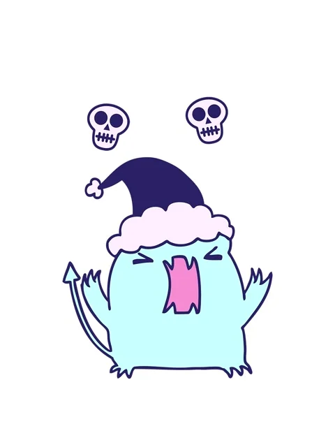 Spinning skulls animation of hand drawn christmas cartoon of kawaii devil Stock Footage 324260776