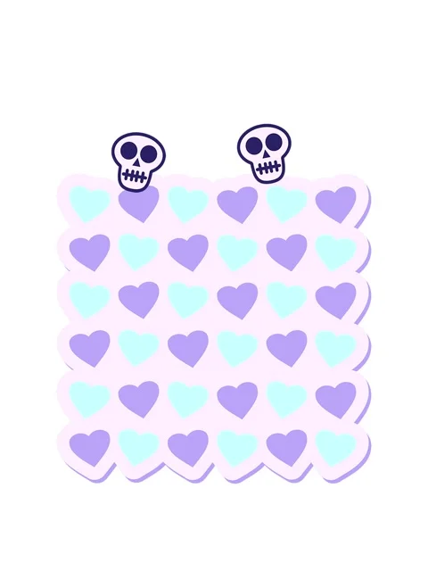 Spinning skulls animation of hearts repeat pattern sticker Stock Footage 324245733