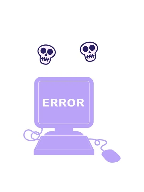 Spinning skulls animation of illustration of a computer error icon Stock Footage 324168020