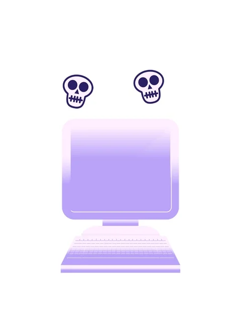 Spinning skulls animation of illustration of a computer in flat colour Video stock 324176080