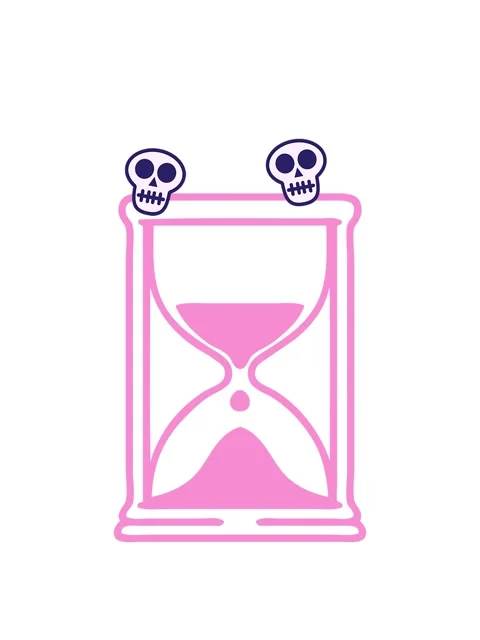 Spinning skulls animation of line doodle of an hourglass running sand icon Stock Footage 324205293
