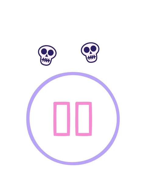 Spinning skulls animation of line drawing cartoon of a pause button icon Video stock 324418643