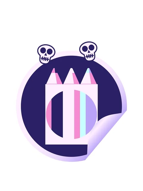 Spinning skulls animation of pack of coloring pencils graphic vector illust.. Stock Footage 324055951