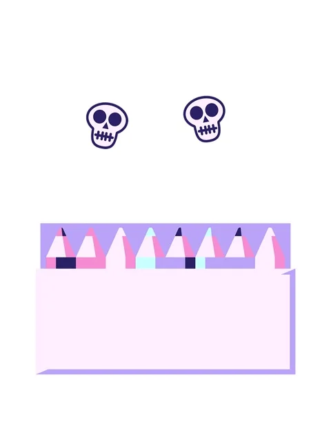 Spinning skulls animation of pack of coloring pencils graphic vector illust.. Stock Footage 324277082