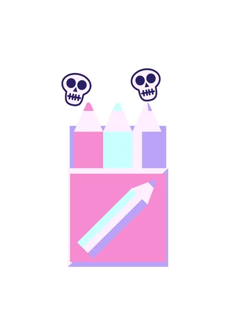 Spinning skulls animation of a pack of coloring pencils graphic vector illu.. Stock Footage 324286855
