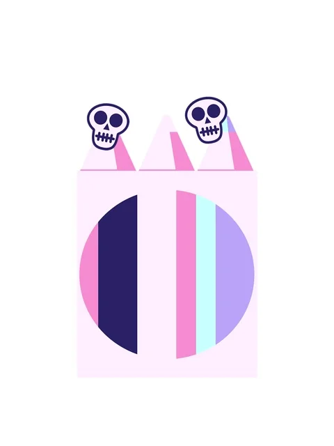 Spinning skulls animation of pack of coloring pencils graphic vector design Stock Footage 324434072