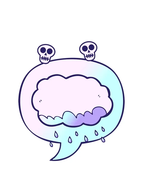 Spinning skulls animation of rain cloud with speech bubble in smooth gradie.. Stock Footage 324242542