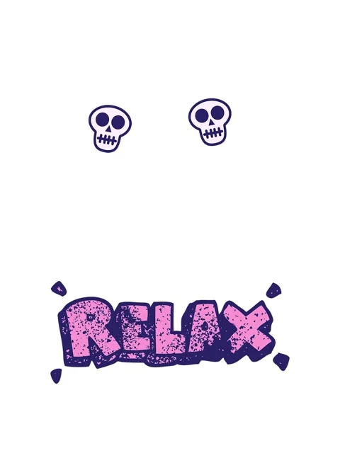 Spinning skulls animation of relax text Stock Footage 324087396