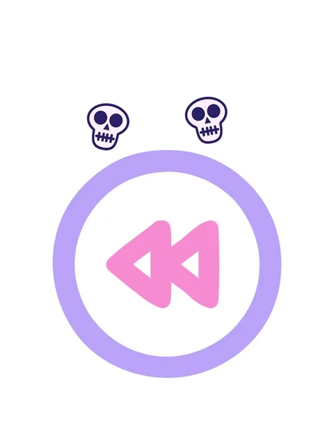 Spinning skulls animation of rewind button symbol icon Video stock 324465600