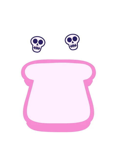Spinning skulls animation of slice of bread Stock Footage 324225061