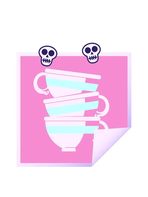 Spinning skulls animation of stack of cups graphic vector illustration squa.. Stock Footage 324266354