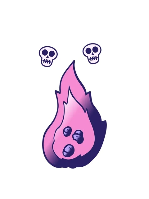 Spinning skulls animation of vector gradient illustration cartoon burning coa Stock Footage 324195086