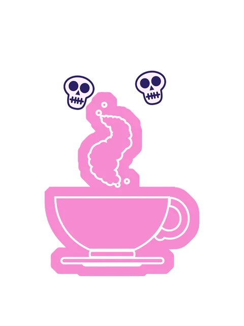 Spinning skulls animation of vector icon illustration of a hot cup of coffee Stock Footage 324186263