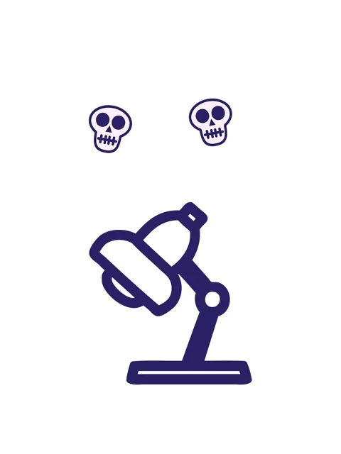 Spinning skulls animation of work lamp symbol icon Stock Footage 324390153