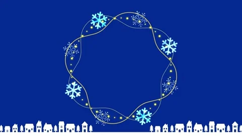 Spinning Snowflake Frame with Winter Cityscape 動画素材 309314204