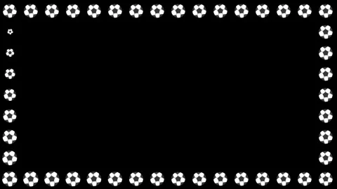 Spinning Soccer Balls Border Frame Graphic on Black Background Vídeo Stock 339031706