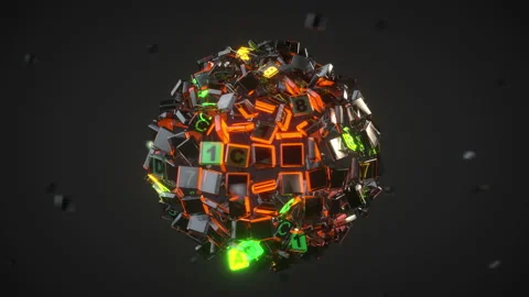 Spinning sphere of machine code seamless loop 3D animation Stock Footage 198998335