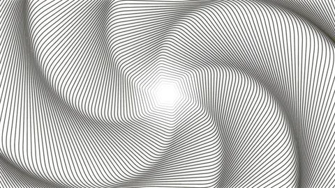 Spinning spiral with distorted waves of narrow lines. Design. Optical illusion Stock Illustration