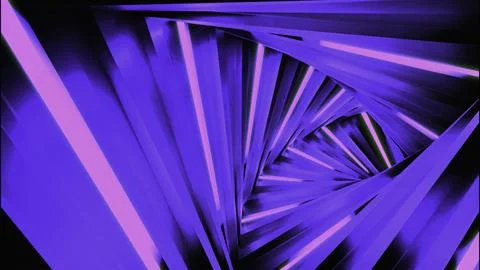 Spinning spiral of neon triangular corridor. Design. Purple rotating 3D Stock Illustration
