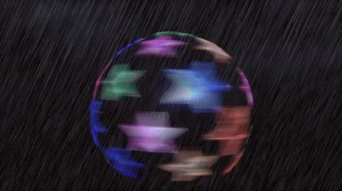 Spinning star globe in the rain Stock Footage 34938351
