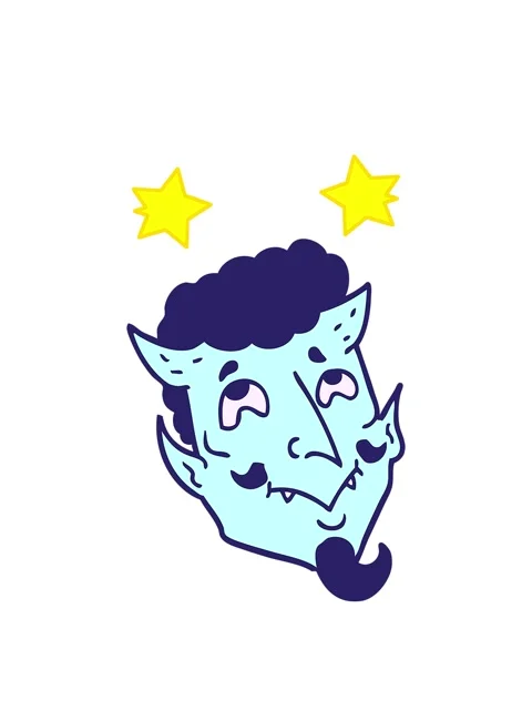 Spinning stars animation of cartoon devil face 動画素材 324447592