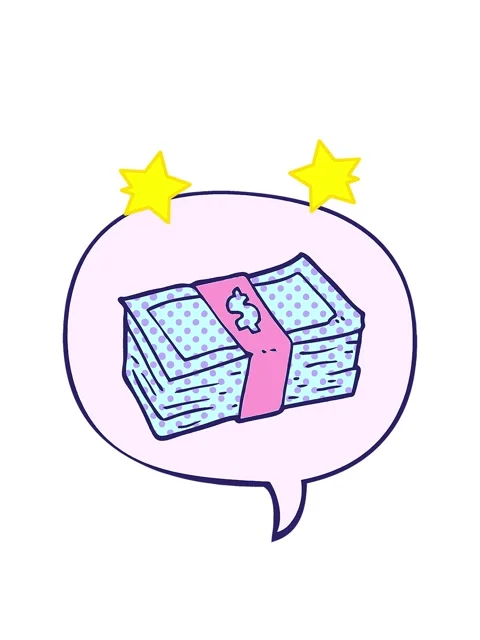 Spinning stars animation of cartoon stack of cash with speech bubble in com.. 库存影片 324107631