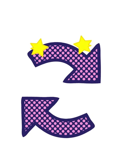 Spinning stars animation of comic book style cartoon of a directional arrow 库存影片 324399785