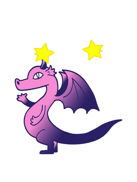 Spinning stars animation of cute vector gradient illustration cartoon dragon Stock Footage 324459153