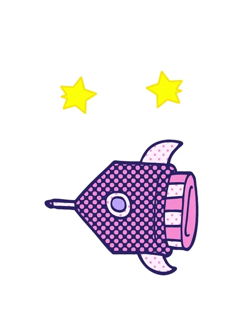 Spinning stars animation of a doodle of a rocket Stock Footage 324138688