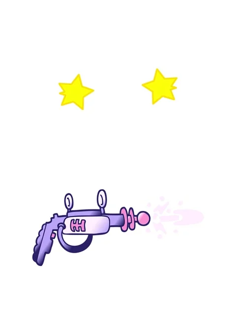 Spinning stars animation of vector gradient illustration cartoon ray gun Stock Footage 324224100