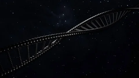 Spinning strand of metallic dna with space background. Stock Footage 123719630