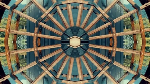"Spinning Structure#3" Waterwheel Psychedelic DMT VJ Loop techno Stock Footage 319924463
