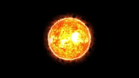Spinning sun its own axis. full sun view from space. Volcanoes of the sun s.. Illustrazione stock