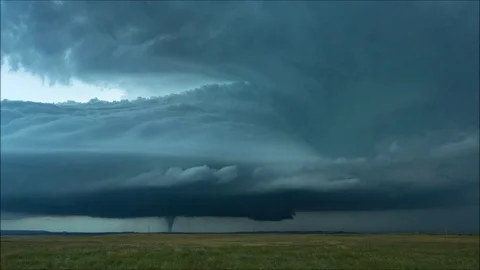 Spinning Supercell With Tornado Stock Footage 124717798