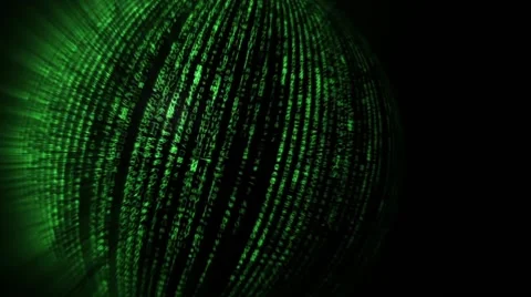Spinning technology planet with matrix binary codes and light rays Stock Footage 59743612