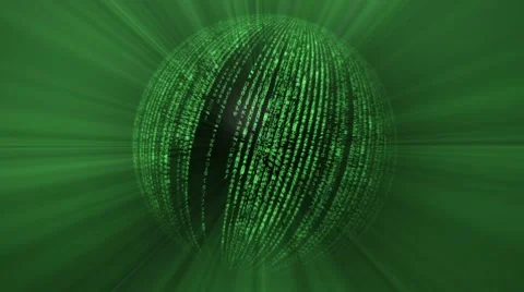Spinning technology planet with matrix binary codes and light rays Stock Footage 59743699