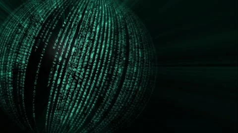 Spinning technology planet with matrix binary codes and light rays Stock Footage 59743776