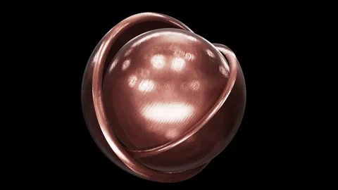Spinning textured copper sphere inside of two copper hemispheres Video stock 270478452