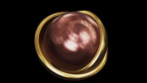 Spinning textured copper sphere inside of two brass hemispheres Stock-Footage 271073730