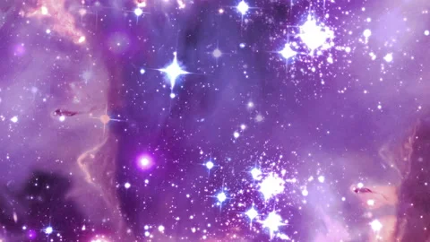 Spinning throug Magellanic Cloud stars swirling pink blue and red Stock Footage 208321602