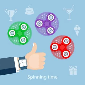 Spinning time with three spinners Stock Illustration