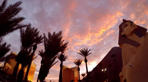 A spinning timelapse during sunset at the Luxor Vegas Stock Footage 47739455