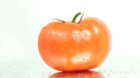 Spinning Tomato on White Stock Footage 8992452