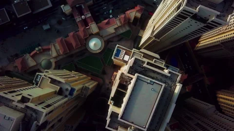 Spinning Top Down Drone Rising Over Dubai Buildings Stock Footage 334244696